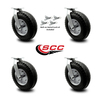Service Caster 12 Inch Black Pneumatic Wheel Swivel Casters with Bolt Swivel Locks Set SCC SCC-100S3506-PNB-BSL-4